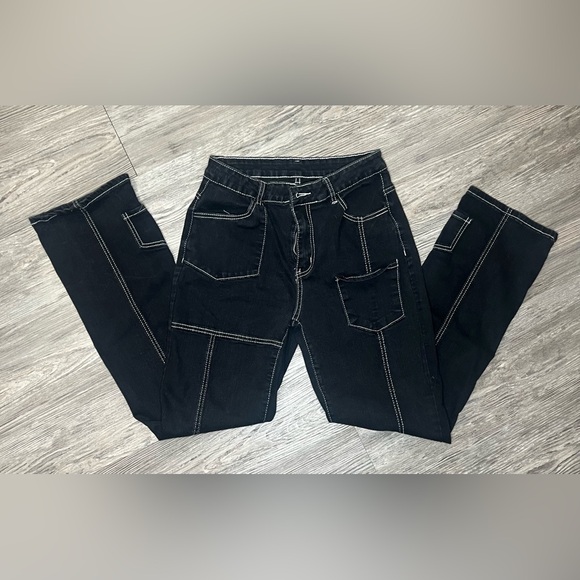beautiful black jeans with spectacular design size L - Picture 1 of 7